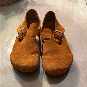 Birkenstock Suede Clogs in Rust Brown